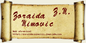 Zoraida Mimović vizit kartica
